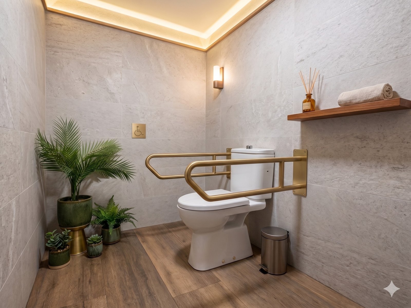 Baño adaptado con barras de apoyo